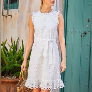 J. Mclaughlin White Eyelet Zita Sleeveless Dress Size XS
Excellent Condition